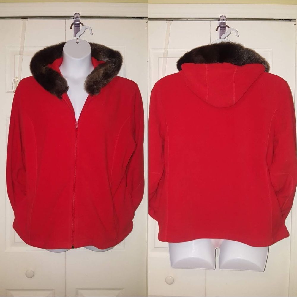 #073 Jin-jer- Cozy Fleece w Brown Soft Fur Hoodie- Sz. XL